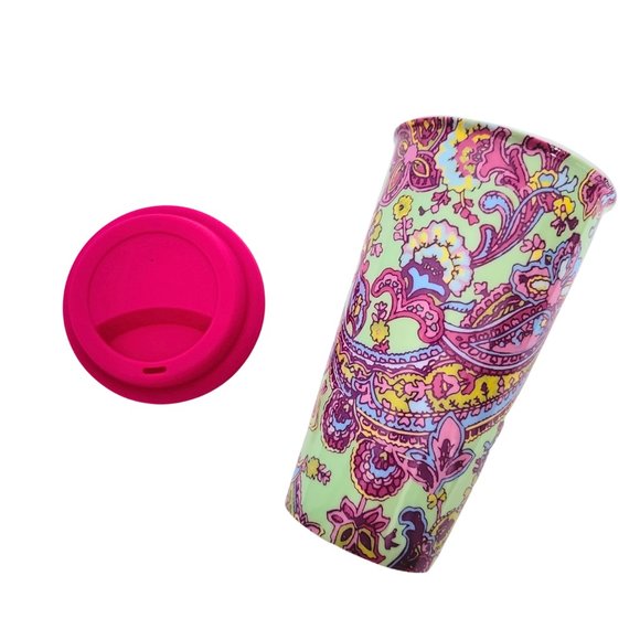 Paisley Theme Pastel Ceramic Refillable Travel Coffee Tea Cup Mug (12 oz) - Picture 2 of 7